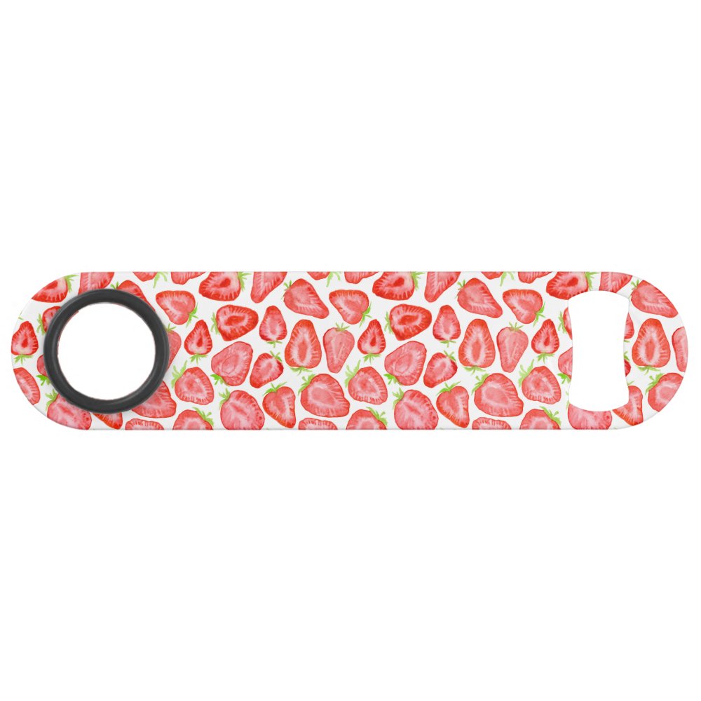 Disover Watercolor strawberry slices pattern speed bottle opener