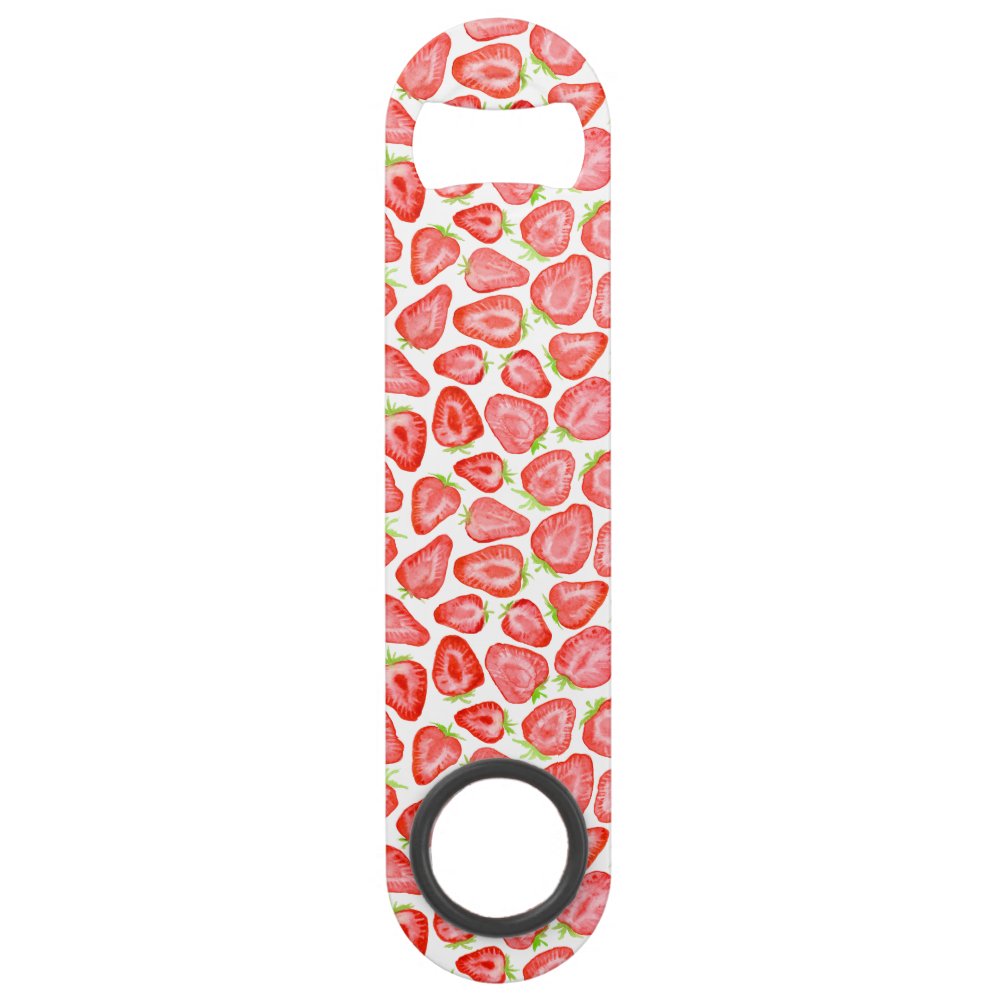 Disover Watercolor strawberry slices pattern speed bottle opener