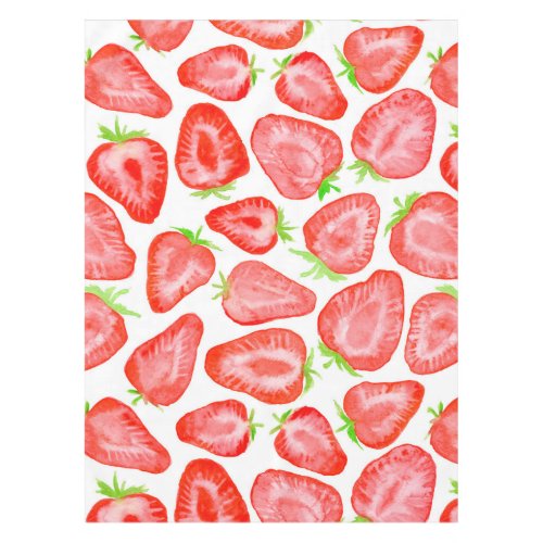 Watercolor strawberry slices pattern tablecloth