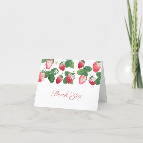 Watercolor Strawberry Summer Baby Shower Thank You Card