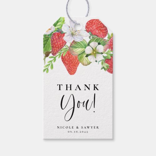Watercolor Strawberry Summer Wedding Thank You Gift Tags