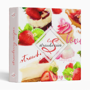 Watercolor Strawberry Sweets Love Monogram Binder