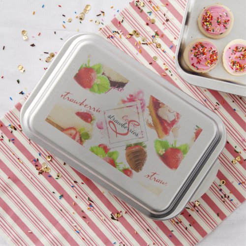 Watercolor Strawberry Sweets Love Monogram Cake Pan
