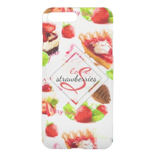 Watercolor Strawberry Sweets Love Monogram iPhone 8 Plus7 Plus Case