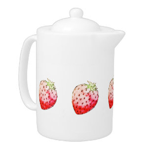 watercolor strawberry  teapot