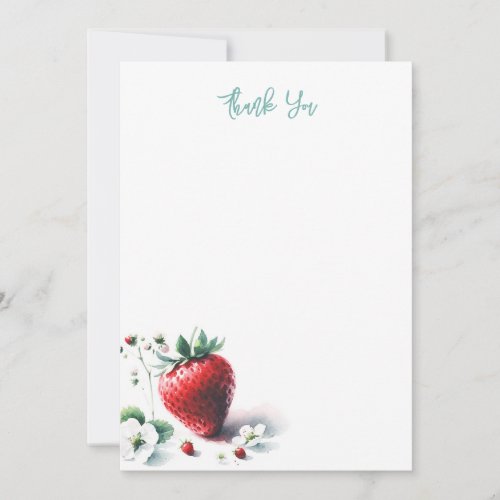 Watercolor Strawberry Thank You Note Cards