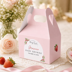 Watercolor Strawberry Whimsical Baby Shower Favor Boxes