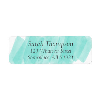 Watercolor Streaks Aqua Green Return Address Label