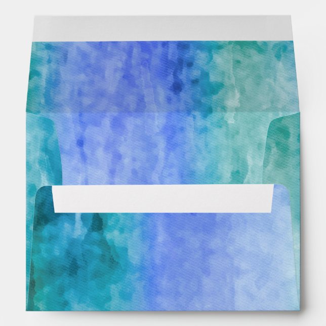 Watercolor Streaks Blue Envelope (Back (Bottom))