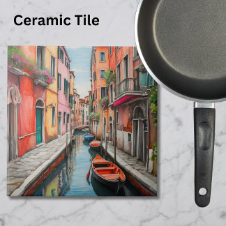 Watercolor Street in Venice Ceramic Tile