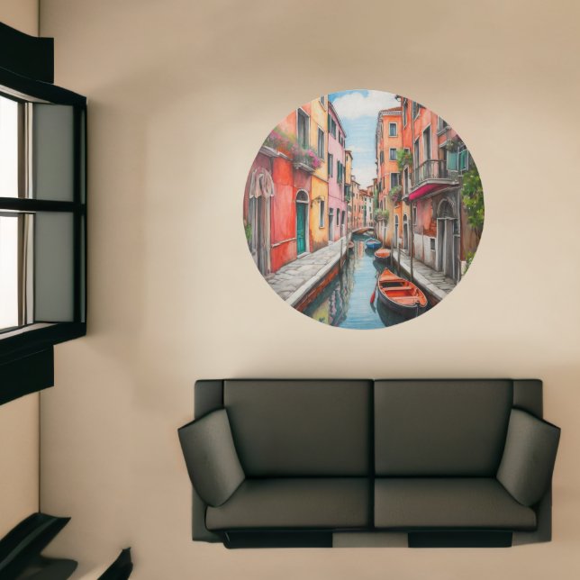 Watercolor Street in Venice Circle Area Rug (Insitu (Indoor 1))