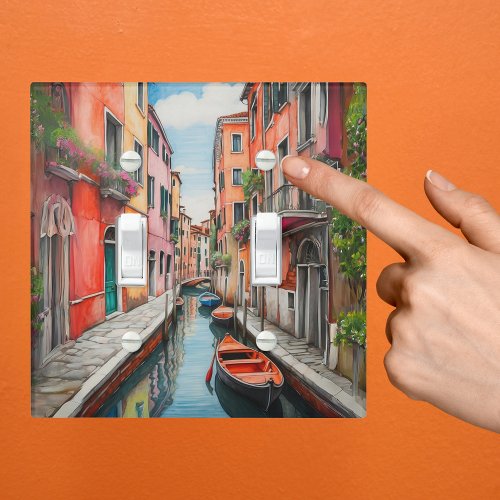 Watercolor Street in Venice Light Switch Cover