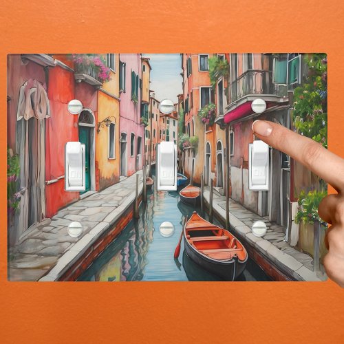 Watercolor Street in Venice Light Switch Cover