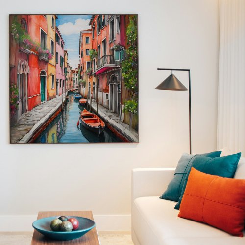 Watercolor Street in Venice Square Poster