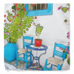 Watercolor street view bandana