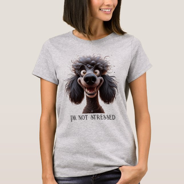 Watercolor Stressed Poodle Fun Dog Pet Animal T-Shirt (Front)