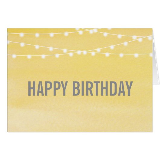Watercolor String Lights Birthday Card (Front Horizontal)