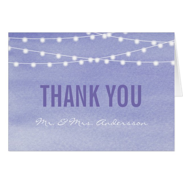 Watercolor String Lights Wedding Cards (Front Horizontal)
