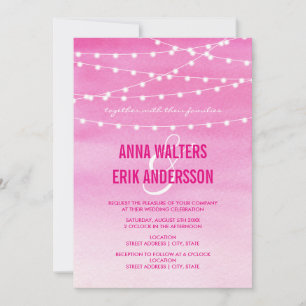 Watercolor String Lights Wedding Invitation