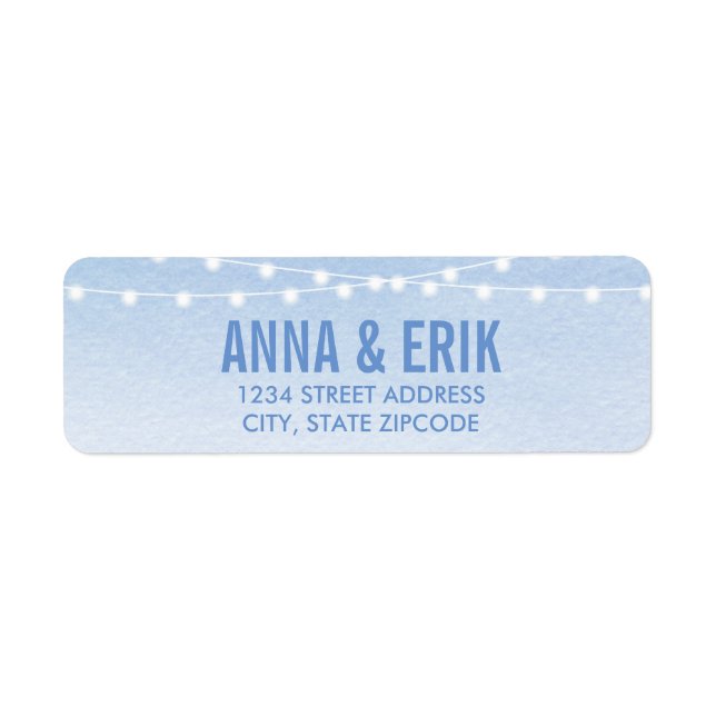 Watercolor String Lights Wedding Label (Front)