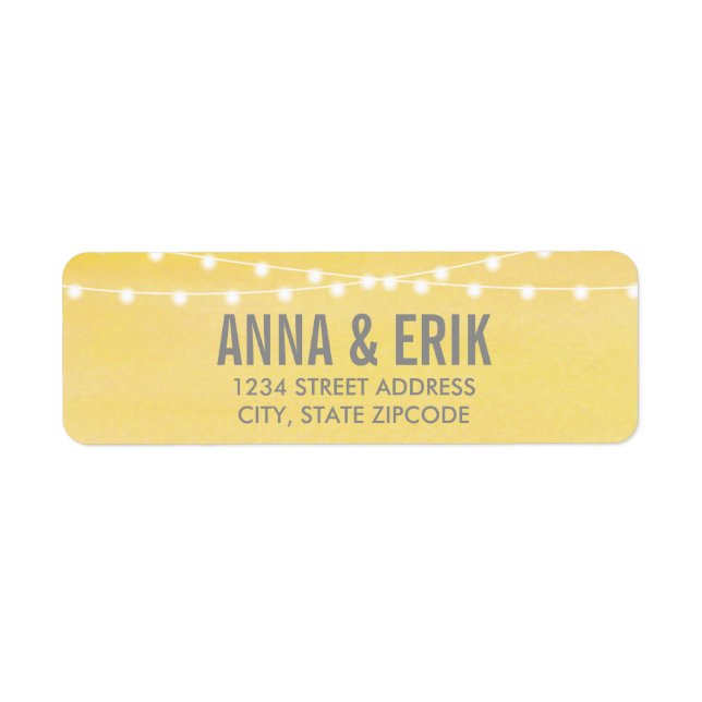 Watercolor String Lights Wedding Label (Front)