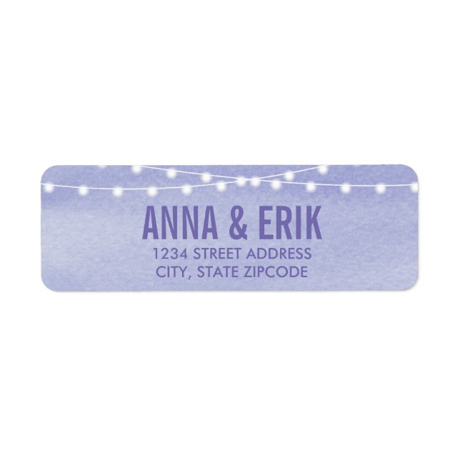 Watercolor String Lights Wedding Label (Front)