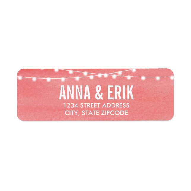 Watercolor String Lights Wedding Label (Front)