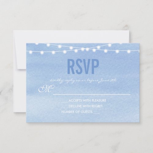 Watercolor String Lights Wedding RSVP Card