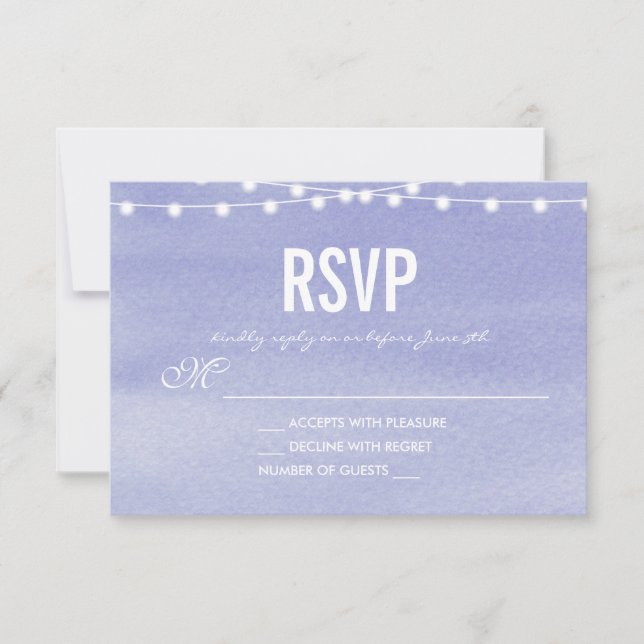 Watercolor String Lights Wedding RSVP Card (Front)