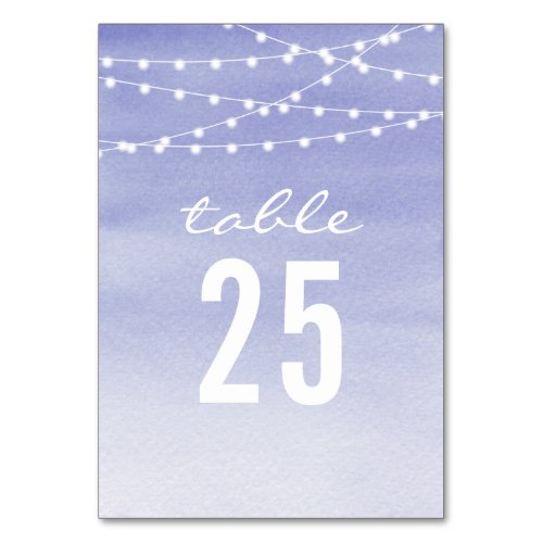 Watercolor String Lights Wedding Table Number