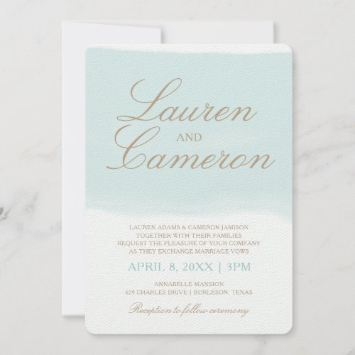 Watercolor Strip Invitation  Beach Turquoise