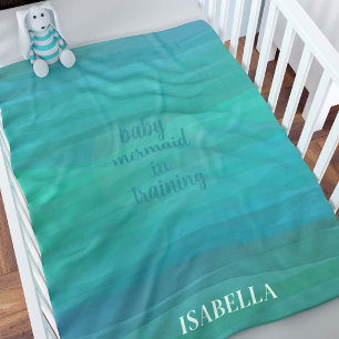 Watercolor Stripe Mermaid in training Baby Blanket