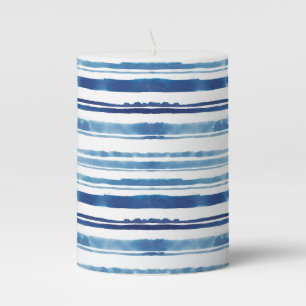 Watercolor Stripe Pillar Candle