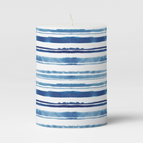 Watercolor Stripe Pillar Candle