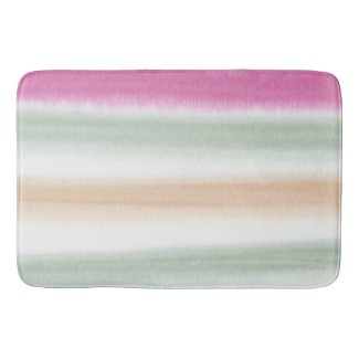 Watercolor Stripe pink, green, and white bathmat