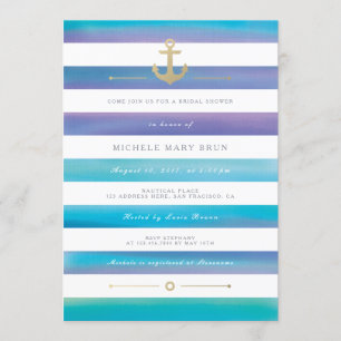 Watercolor Striped Nautical Bridal Shower Invite