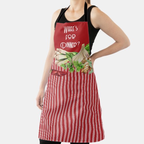Watercolor Striped Whats for Dinner  Apron