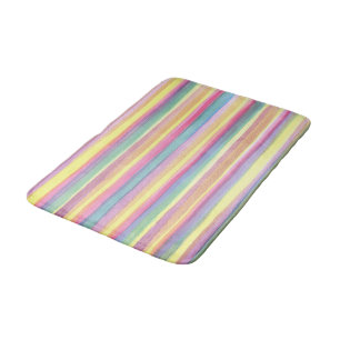 Watercolor Stripes Bathroom Mat