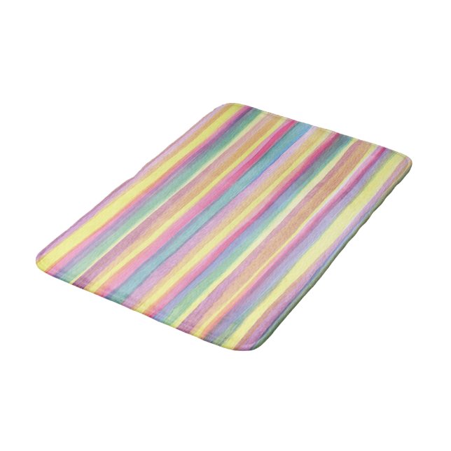 Watercolor Stripes Bathroom Mat (Angled)