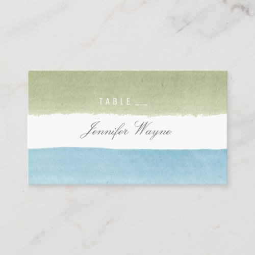 Watercolor stripes beach wedding place cards