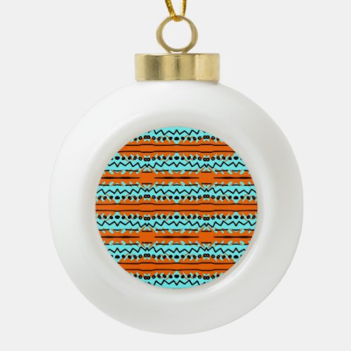 Watercolor stripes bright colorful pattern ceramic ball christmas ornament