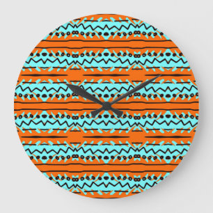 Watercolor stripes, bright colorful pattern. large clock