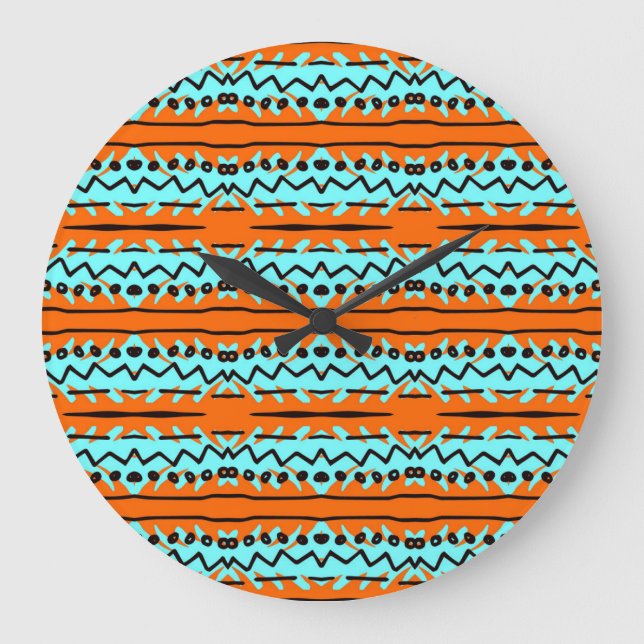 Watercolor stripes, bright colorful pattern. large clock (Front)