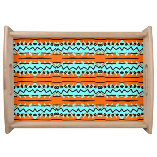 Watercolor stripes bright colorful pattern serving tray