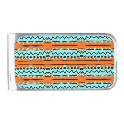 Watercolor stripes bright colorful pattern silver finish money clip