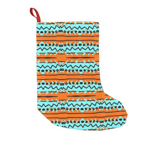 Watercolor stripes bright colorful pattern small christmas stocking