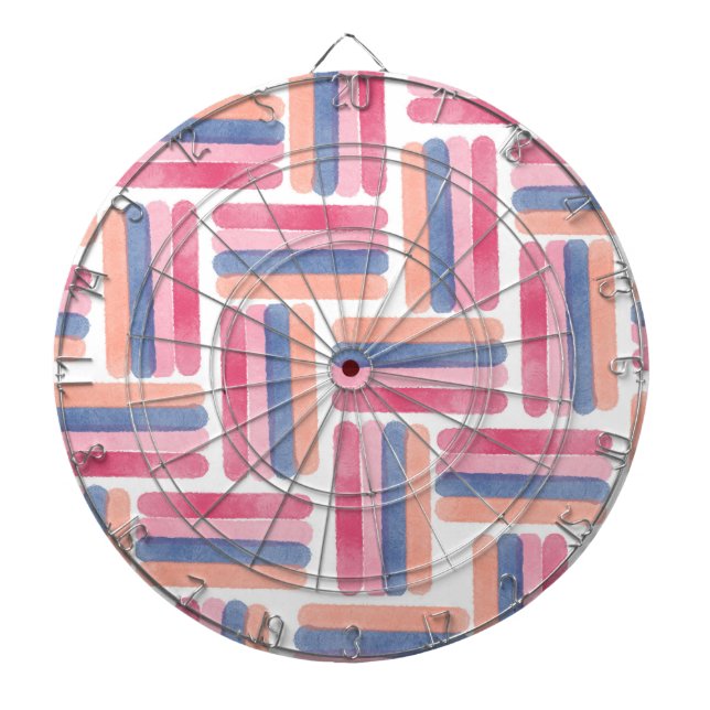 Watercolor Stripes Brush Strokes Pattern Dart Board (Front)