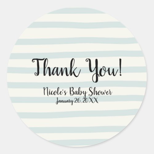 Watercolor Stripes Chic Baby Shower Modern Favor Classic Round Sticker