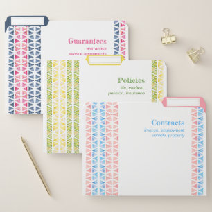 Watercolor Stripes - Custom Home Organizer Set File Folder
