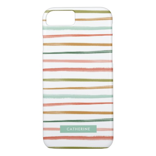 Watercolor Stripes Custom Name iPhone 87 Case